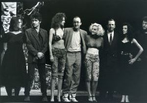 Keith Haring with Sandra Bernhardt, Madonna, Kenny Scharf, Debbie Mazur 1989.jpg